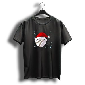 Christmas Baseball Ball Santa Hat Snowflakes T Shirt