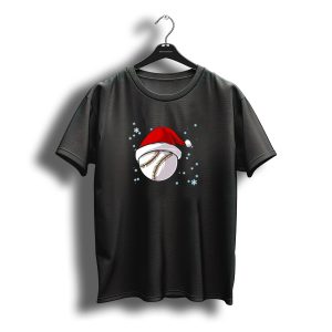 Christmas Baseball Ball Santa Hat Snowflakes T-Shirt