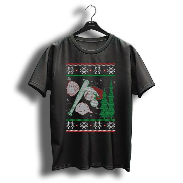 Christmas Baseball Bat Glove Cap Tree Snowflakes T Shirt 1 t shirt 1