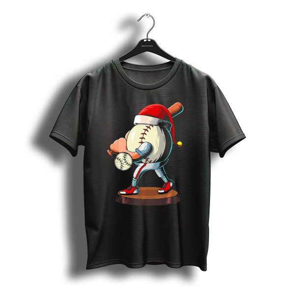 Christmas Baseball Batter Santa With Red Shoes And Bat T Shirt t shirt 1