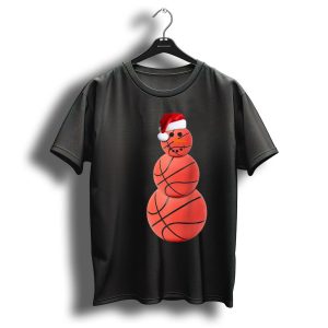 Christmas Basketball Snowman Santa Hat T Shirt
