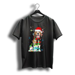 Christmas Beagle With Santa Hat Reindeer Antlers And T-Shirt