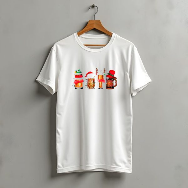Christmas Beer Mugs Santa Hat And Holiday Decorations T Shirt t shirt 1 1