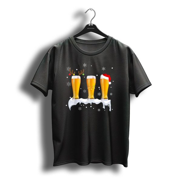 Christmas Beer Reindeer Santa Holiday Snowflakes T Shirt t shirt 1