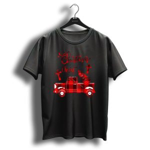Christmas Begins With Christ Red Buffalo Plaid Truck And Crosses T Shirt