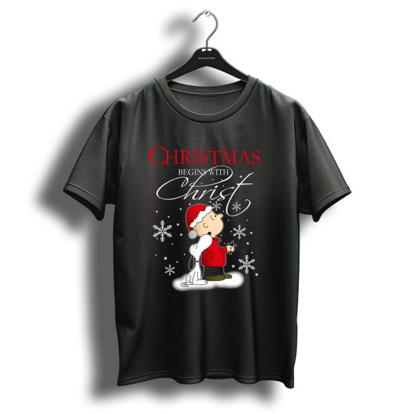 Christmas Begins With Christ Snoopy The Peanuts Movie Charlie Brown Snowflakes T Shirt 1 t shirt 1
