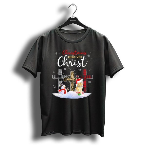 Christmas Begins With Christ Snowman And Sheltie Dog T Shirt 1 t shirt 1