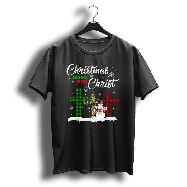 Christmas Begins With Christ Snowman Nurse Crosses T Shirt 1 t shirt 1
