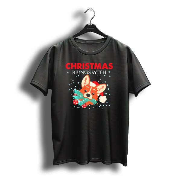 Christmas Begins With Corgi Santa Hat And Snowflakes T Shirt t shirt 1