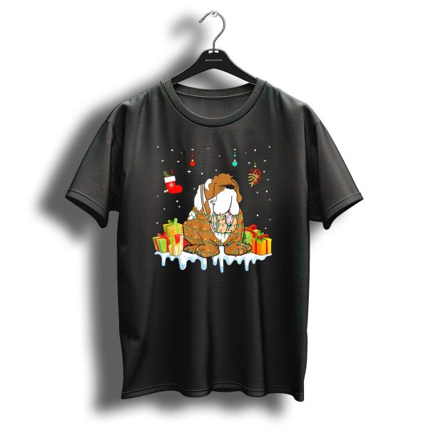 Christmas Bernard Dog With Presents And Festive Decorations T Shirt 1 t shirt 1