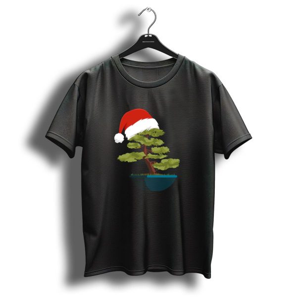 Christmas Bonsai Tree With Santa Hat T Shirt 1 t shirt 1