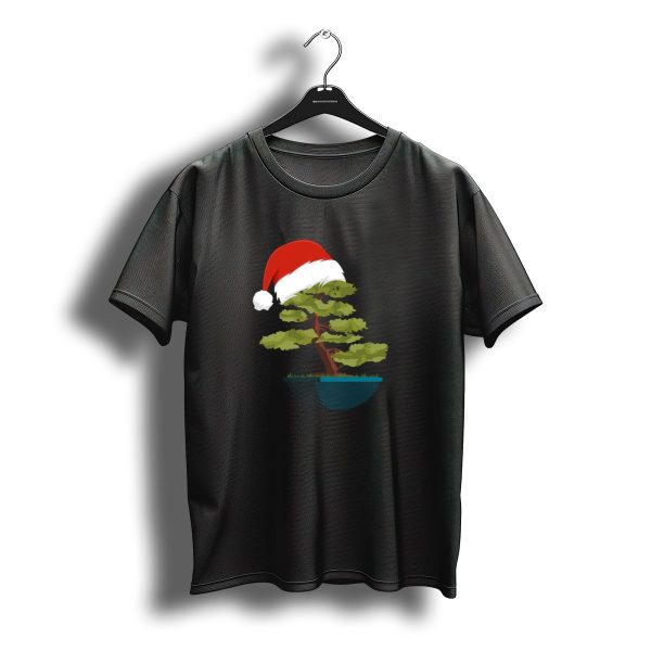 Christmas Bonsai Tree With Santa Hat T Shirt t shirt 1