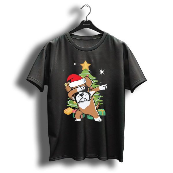 Christmas Boxer Dog Dabbing In Front Of Tree With Gifts T Shirt 1 t shirt 1