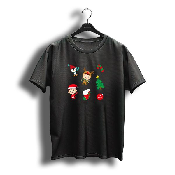 Christmas Boy Stickers Set Penguin Reindeer Santa Tree Stocking Candy Cane T Shirt t shirt 1