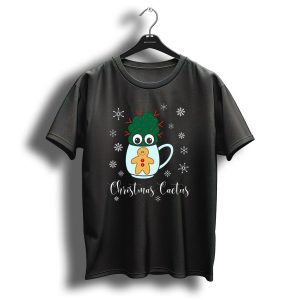 Christmas Cactus With Red Spikes Mug Gingerbread And Snowflakes T-Shirt