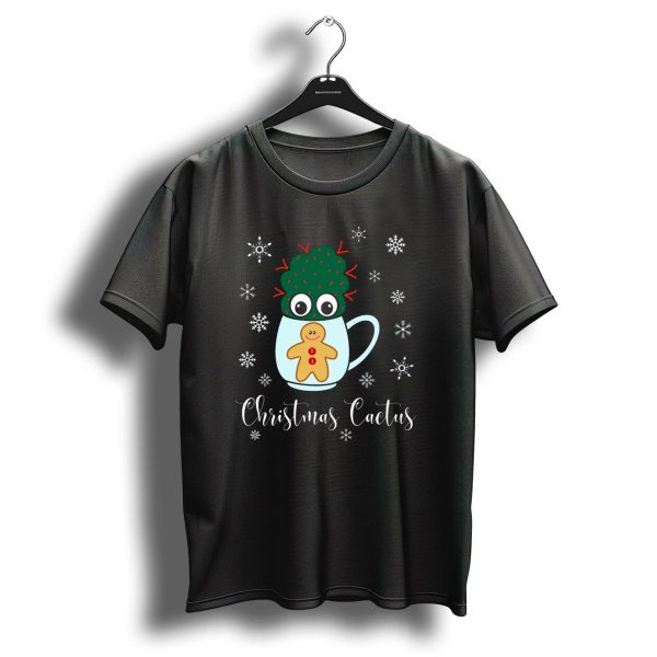 Christmas Cactus With Red Spikes Mug Gingerbread And Snowflakes T Shirt 1 t shirt 1