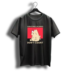 Christmas Calories Dont Count Cat With Santa Hat T Shirt
