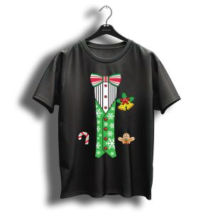 Christmas Candy Cane Gingerbread Snowflake Tuxedo T-Shirt
