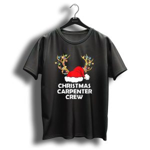 Christmas Carpenter Crew Santa Hat Reindeer Lights T Shirt