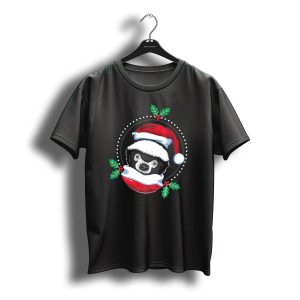 Christmas Cartoon Honey Badger Santa Hat Holly T-Shirt