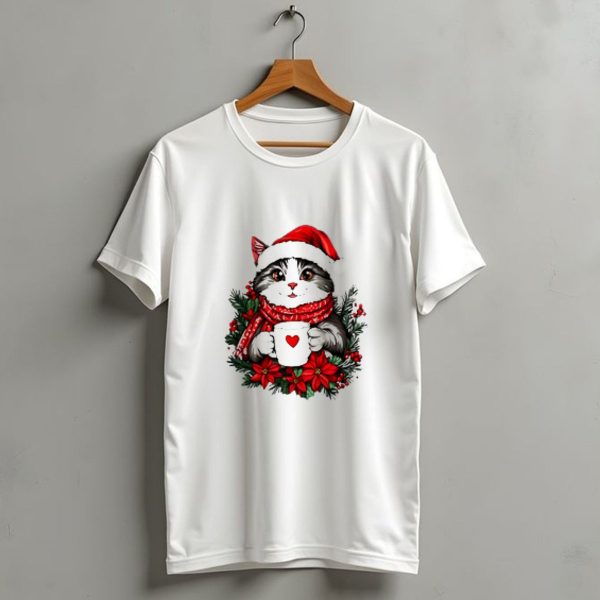 Christmas Cat Santa Hat Coffee Mug Festive T Shirt 1 t shirt 1
