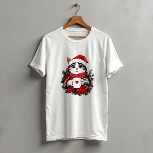 Christmas Cat Santa Hat Coffee Mug Festive T-Shirt