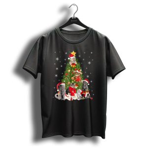 Christmas Cats In Santa Hats Holiday Tree T Shirt
