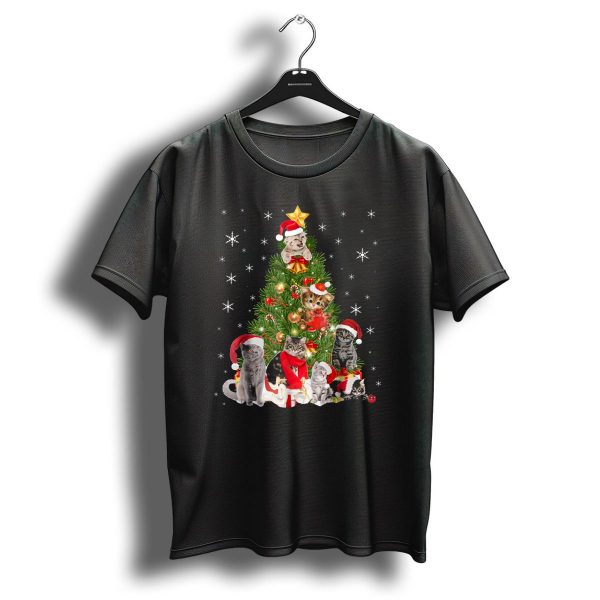 Christmas Cats In Santa Hats Holiday Tree T Shirt 1 t shirt 1