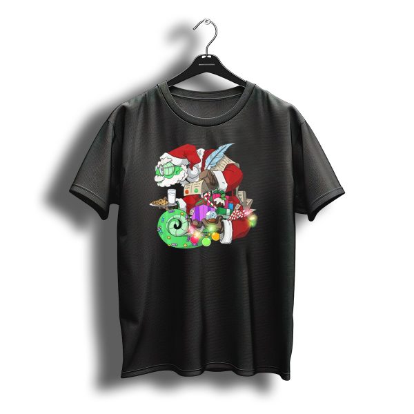 Christmas Chameleon Santa With Cookies And Gifts T Shirt t shirt 1