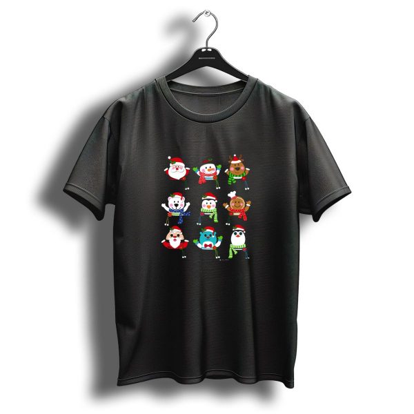 Christmas Characters Snowman Reindeer Penguin Santa And More T Shirt 1 t shirt 1