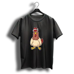 Christmas Chicken Santa Hat Holiday Humor T Shirt