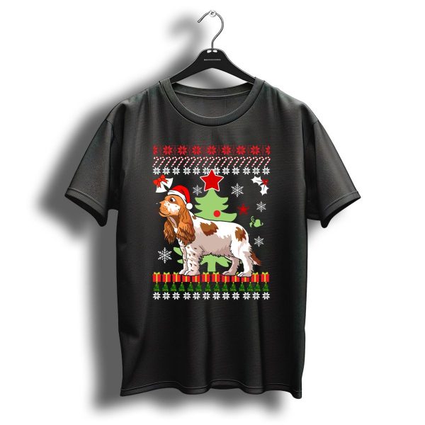 Christmas Cocker Spaniel Santa Hat Snowflakes Christmas Tree T Shirt 1 t shirt 1