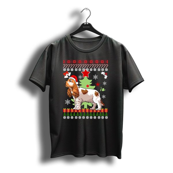 Christmas Cocker Spaniel Santa Hat Snowflakes Christmas Tree T Shirt t shirt 1