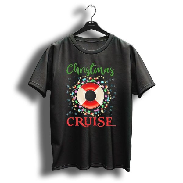 Christmas Cruise Festive Lifebuoy Lights And Snowflakes T Shirt 1 t shirt 1