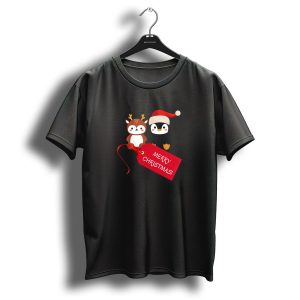 Christmas Cute Merry Christmas Penguin Reindeer Holiday T-Shirt