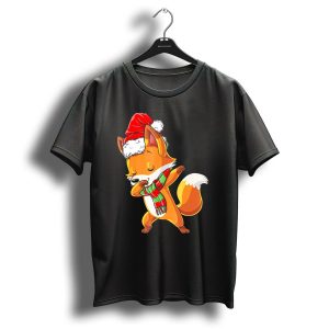 Christmas Dab Fox With Santa Hat And Scarf T Shirt