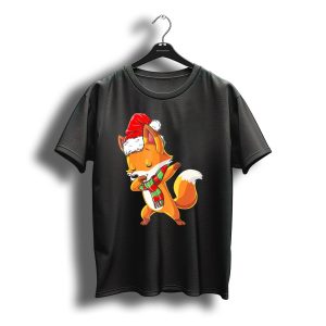 Christmas Dab Fox With Santa Hat And Scarf T-Shirt