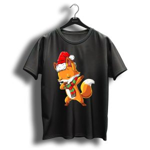 Christmas Dabbing Fox Santa Hat Scarf T Shirt