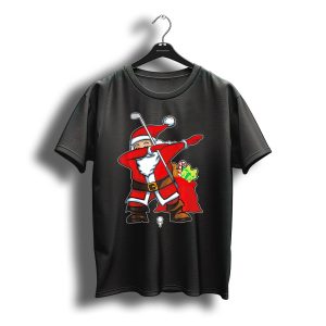 Christmas Dabbing Golf Santa With Gift Bag And Candy Cane T-Shirt