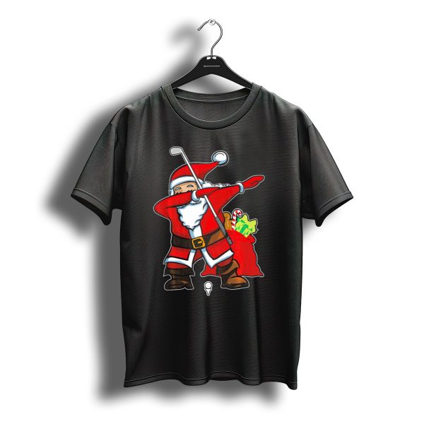 Christmas Dabbing Golf Santa With Gift Bag And Candy Cane T Shirt t shirt 1