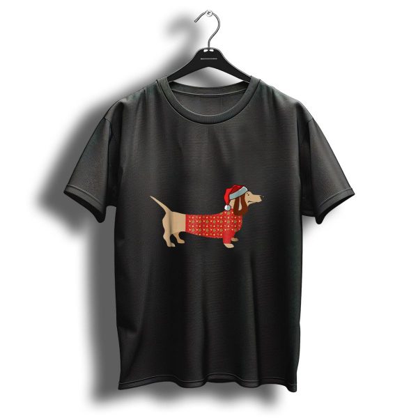 Christmas Dachshund In Santa Hat And Festive T Shirt 1 t shirt 1
