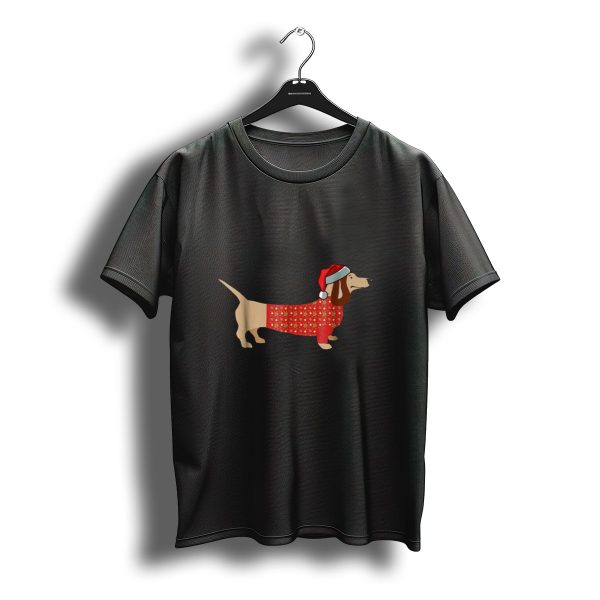 Christmas Dachshund In Santa Hat And Festive T Shirt t shirt 1