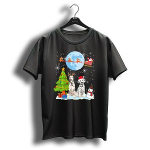 Christmas Dalmatian Moon Santa Tree Reindeer Snowman T Shirt