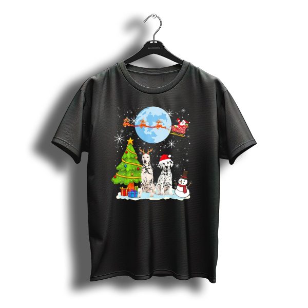 Christmas Dalmatian Moon Santa Tree Reindeer Snowman T Shirt t shirt 1