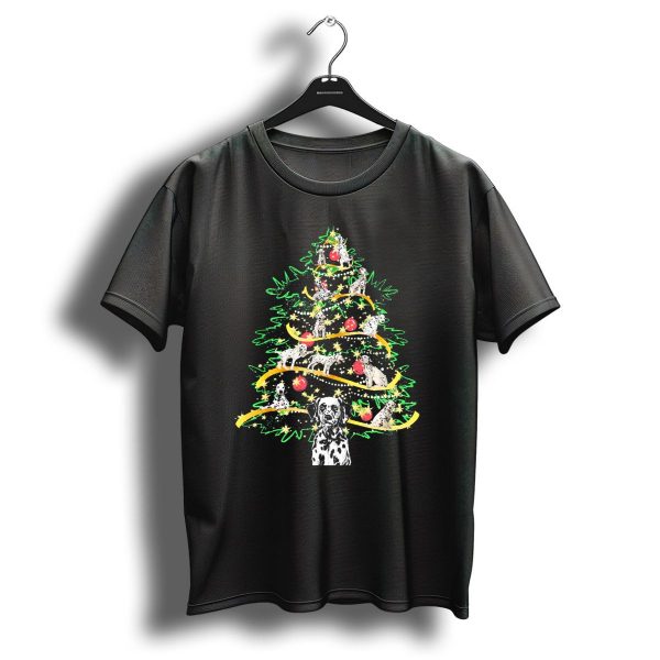 Christmas Dalmatian Noel Xmas Tree Lights T Shirt 1 t shirt 1