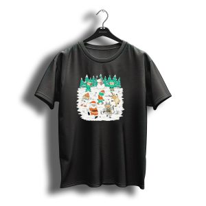 Christmas Dance Party With Santa Krampus Grinch Snowman And Reindeer T-Shirt