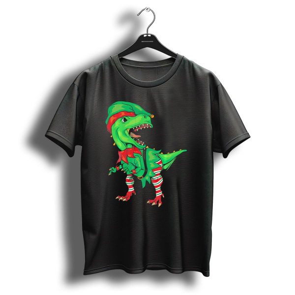 Christmas Dinosaur In Elf Costume T Shirt 1 t shirt 1