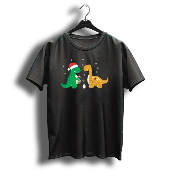Christmas Dinosaur Santa Hat Candy Cane Snowflakes T Shirt 1 t shirt 1