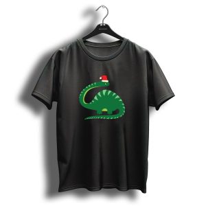 Christmas Dinosaur Santa Hat Paleontology Holiday Fun T Shirt