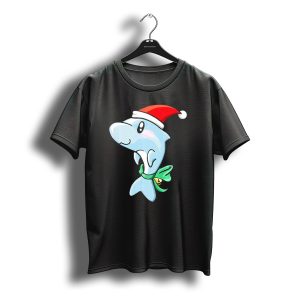 Christmas Dolphin Wearing Santa Hat And Green Scarf With Bell T-Shirt